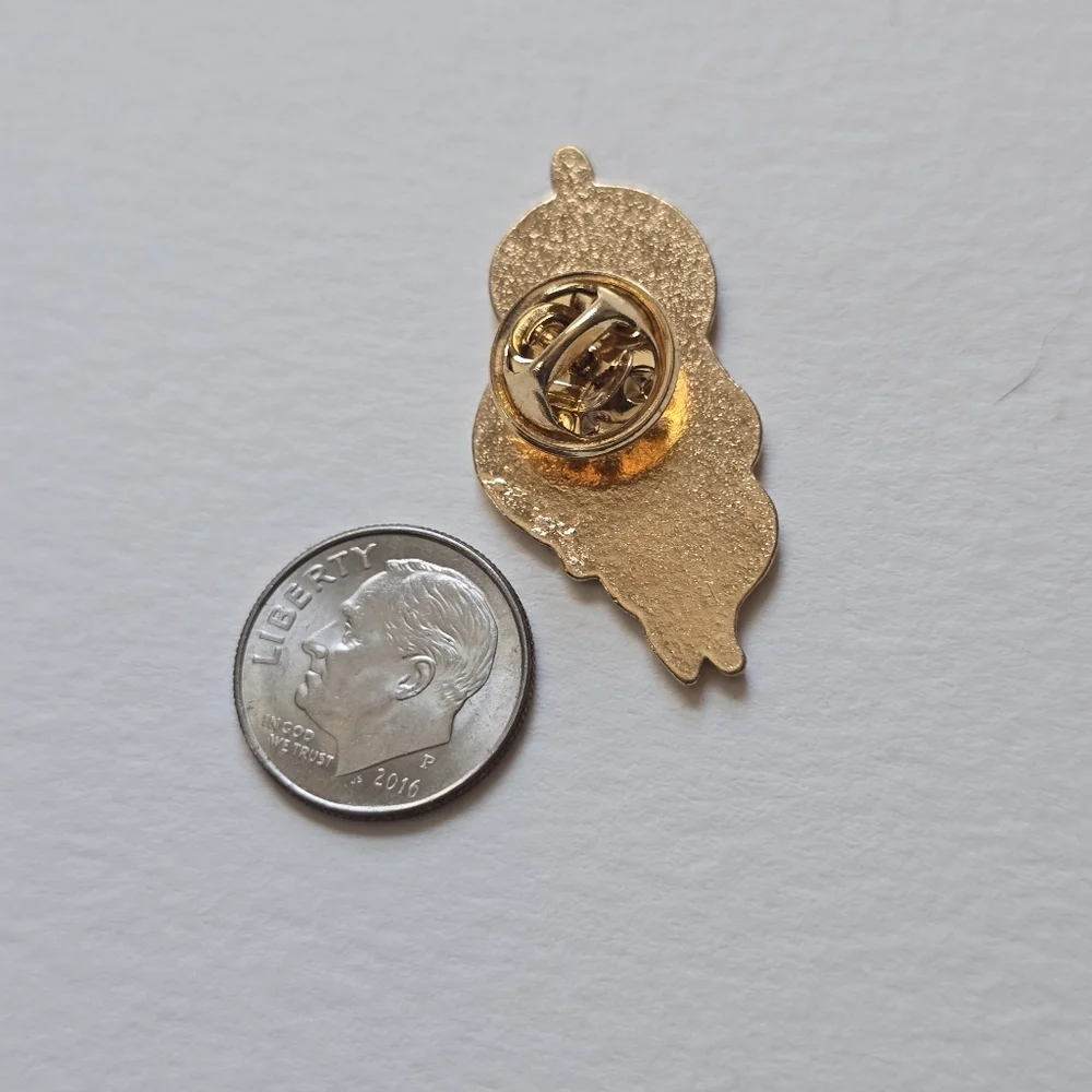 Gold-Trim Enamel Sword & Snake Pin with Pink Flowers